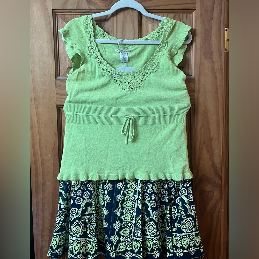 Nanette Lepore Butterfly sweater Top and Bandana Lace up Skirt Set sz 8 medium